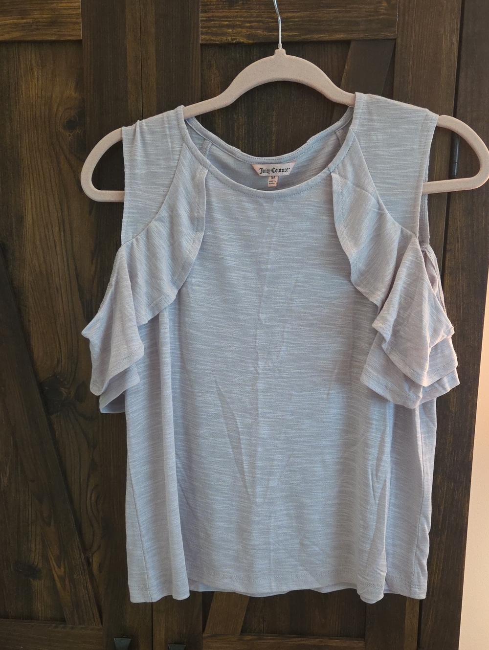 Juicy Couture Pale Blue Ruffle Cold-Shoulder Tank
